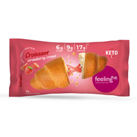 Croissant proteic cu crema de capsuni, 65 g, FeelingOK