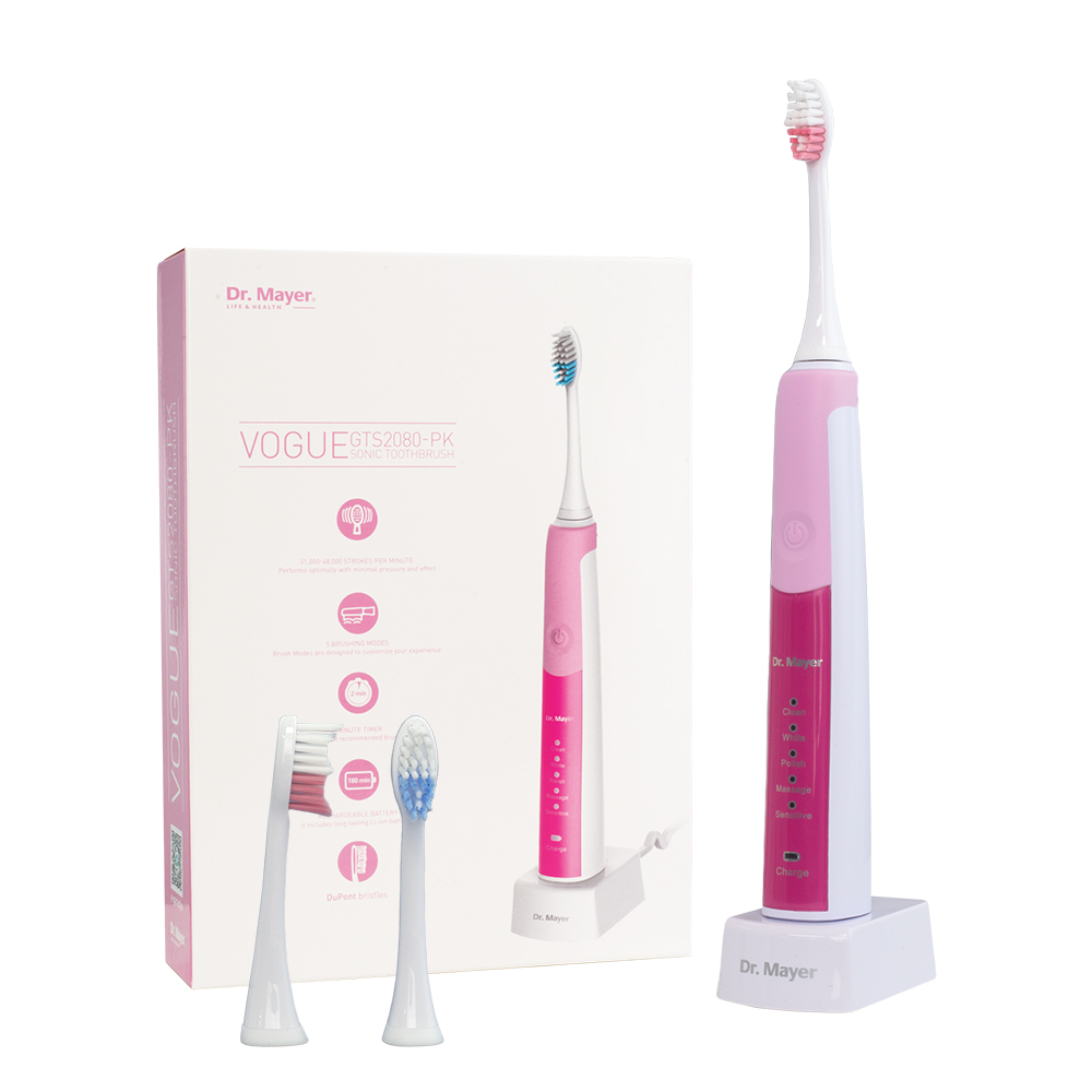 Periuta electrica sonica,  Alb/Roz, GTS2080PK, Dr. Mayer