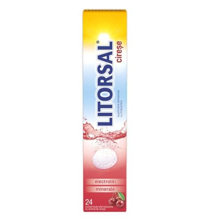 Electroliti cu aroma de cireste Litorsal, 24 comprimate efervescente, Zdorvit 670011