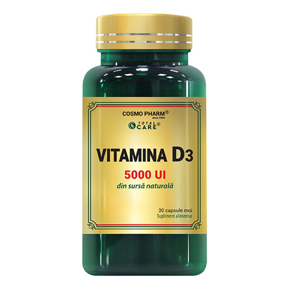 Vitamina D3, 5000 UI, 30 capsule moi, Cosmo Pharm