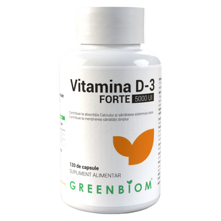 Vitamina D3 Forte 5000 UI, 120 capsule, Greenbiom