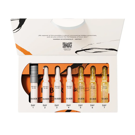 Set fiole editie limitata, Hanna Schownald Vitamin Glow cu Retinol, Vitamina B3, 7 fiole x 2ml, Babor 670066
