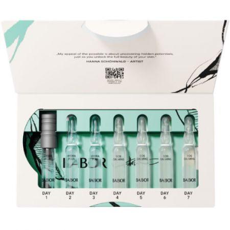 Set fiole editie limitata, Hanna Schownald Hydra Sensitive cu Acid Hialuronic, Aloe Vera, Pro vitamina B5, 7 fiole x 2ml, Babor 670072
