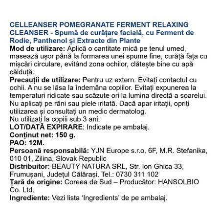 Spuma de curatare cu extract de rodie Pomegranate Ferment, 150 ml, Celleanser 734444