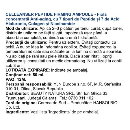 Ser antirid cu 9 peptide Firming Ampoule, 50 ml, Celleanser 734434