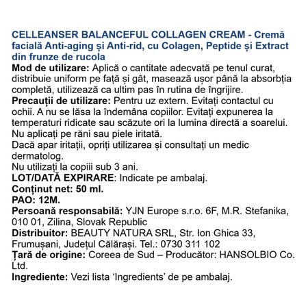 Crema cu colagen si acid hialuronic Balanceful, 50 ml, Celleanser 734416