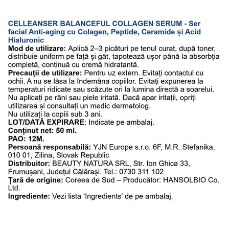Ser cu colagen si acid hialuronic Balanceful, 50 ml, Celleanser 734406