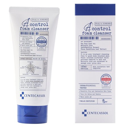 Spuma de curatare cu extract de arbore de ceai pentru ten acneic A-Control, 120 ml, Centecassol 670253