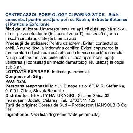 Stick concentrat purifiant pentru puncte negre si pori dilatati Pore-ology, 25 g, Centecassol 734389