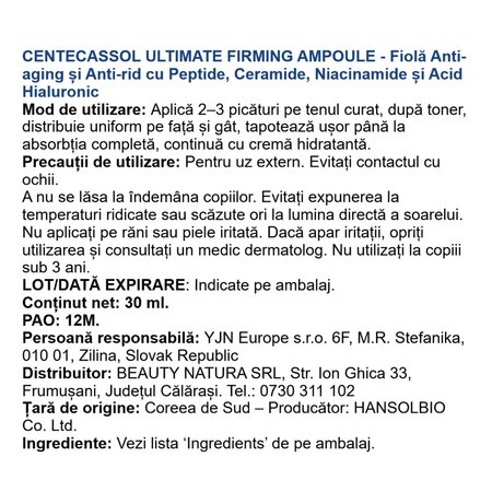 Fiola antirid pentru netezire si fermitate Ultimate Firming Ampoule, 30 ml, Centecassol 734396