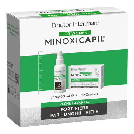 Pachet Minoxicapil Spray, 60 ml + 30 capsule, Doctor Fiterman