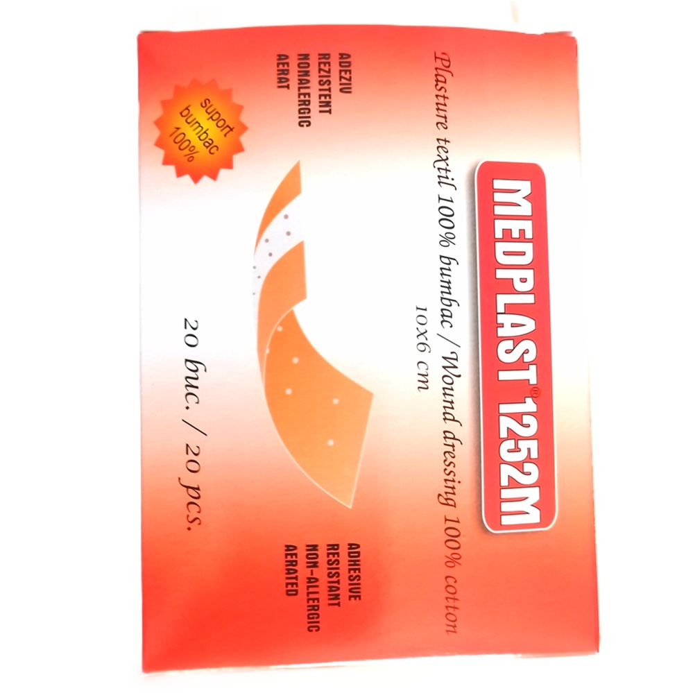 Plasturi 100% bumbac Medplast 1252 (10x6cm), 20 bucati, Mebra