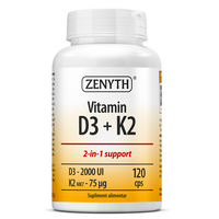 Vitamin D3 + K2, 120 capsule, Zenyth Pharmaceuticals