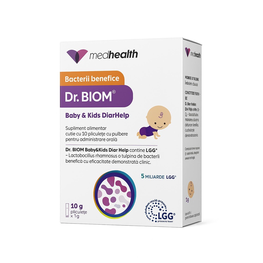 Bacterii benefice Dr. Biom Baby & Kids DiarHelp, 10 plicuri, ND Medhealth