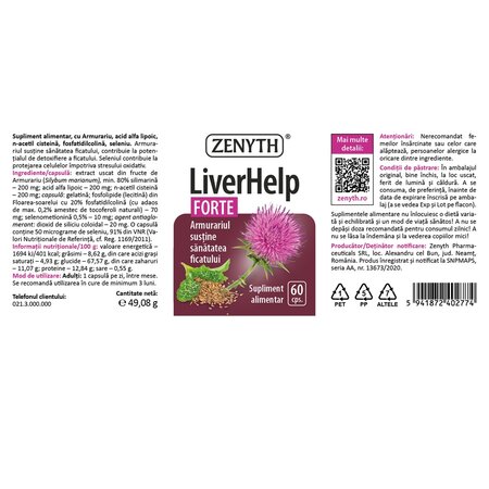 LiverHelp Forte, 60 capsule, Zenyth Pharmaceuticals 701507