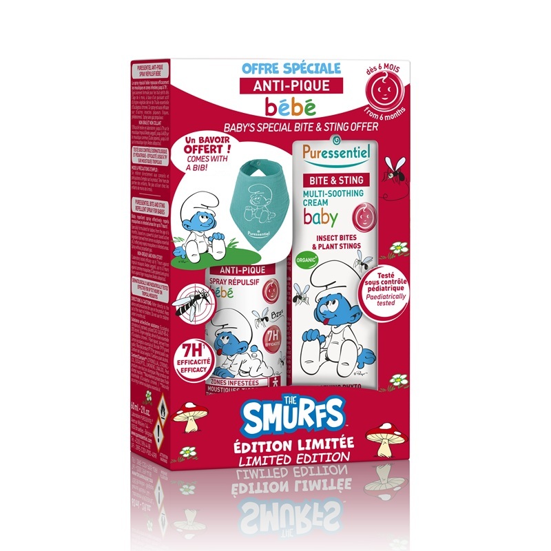 Pachet anti intepaturi pentru copii 6 luni+ Anti-Sting Smurfs Pack Baby, Puressentiel