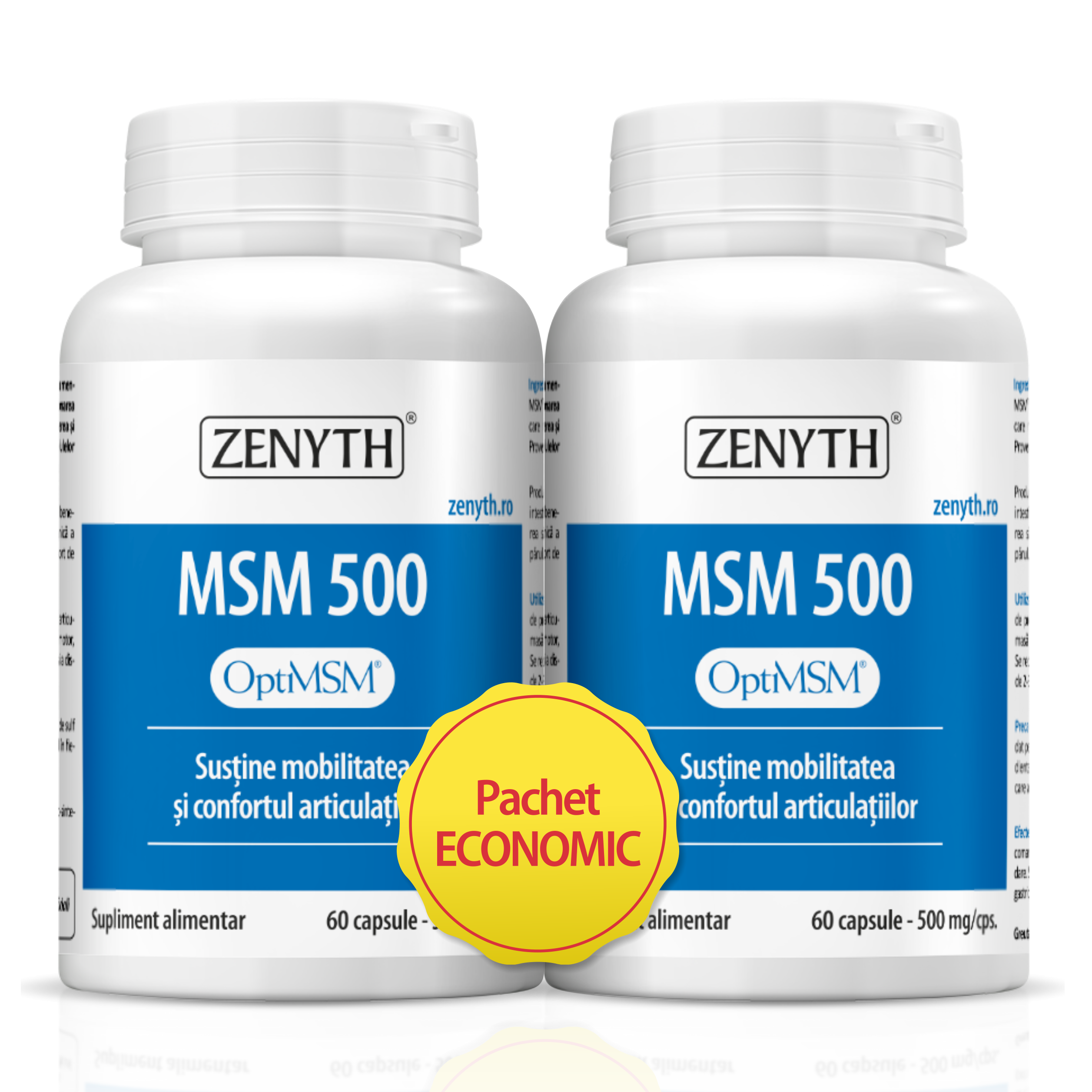 Pachet MSM, 500 mg, 60 capsule + 60 capsule, Zenyth