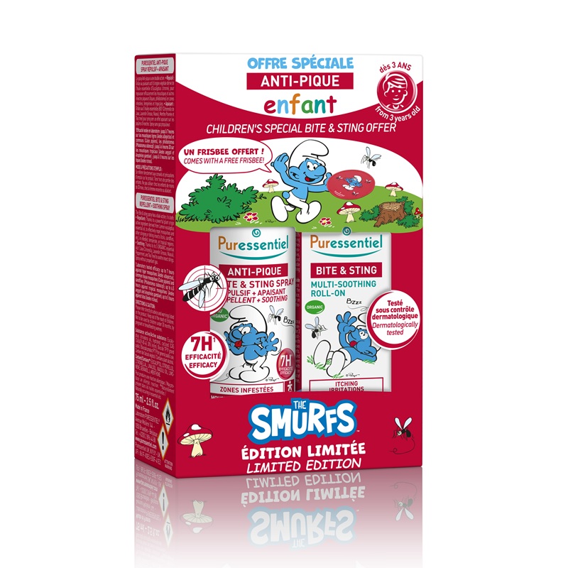 Pachet anti intepaturi pentru copii +3 ani Anti-Sting Smurfs Pack Kids, Puressentiel