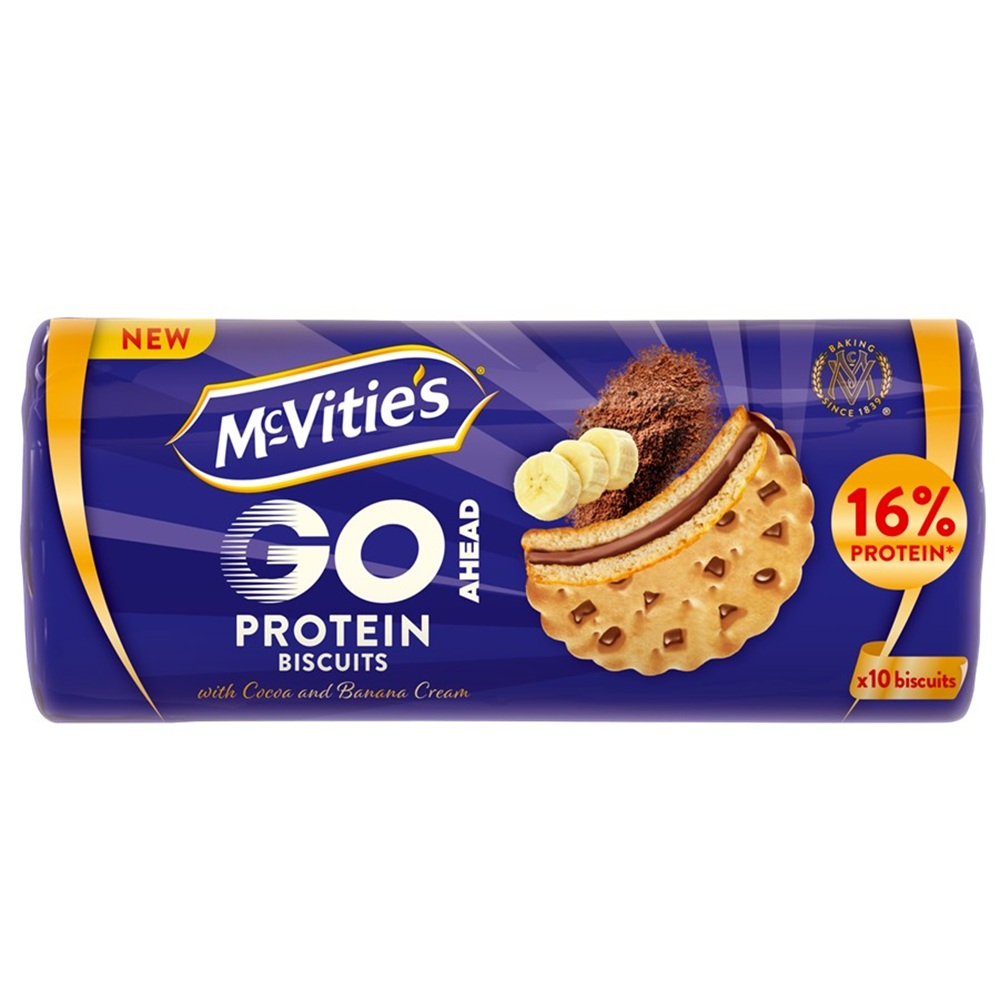 Biscuiti proteici cu crema de cacao si banane Go Protein, 280 g, McVitie's