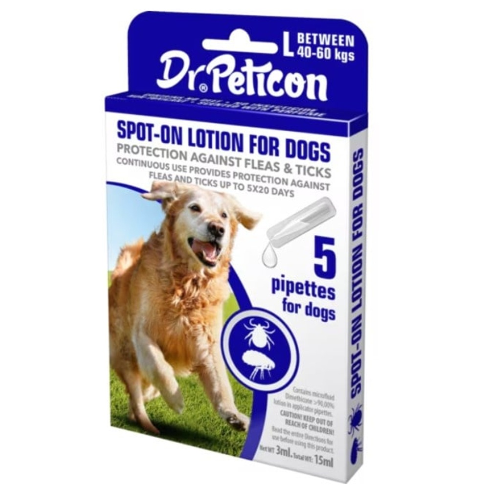 Solutie impotriva puricilor si capuselor pentru caini Spot On, marimea L, 5 pipete, Dr. Peticon