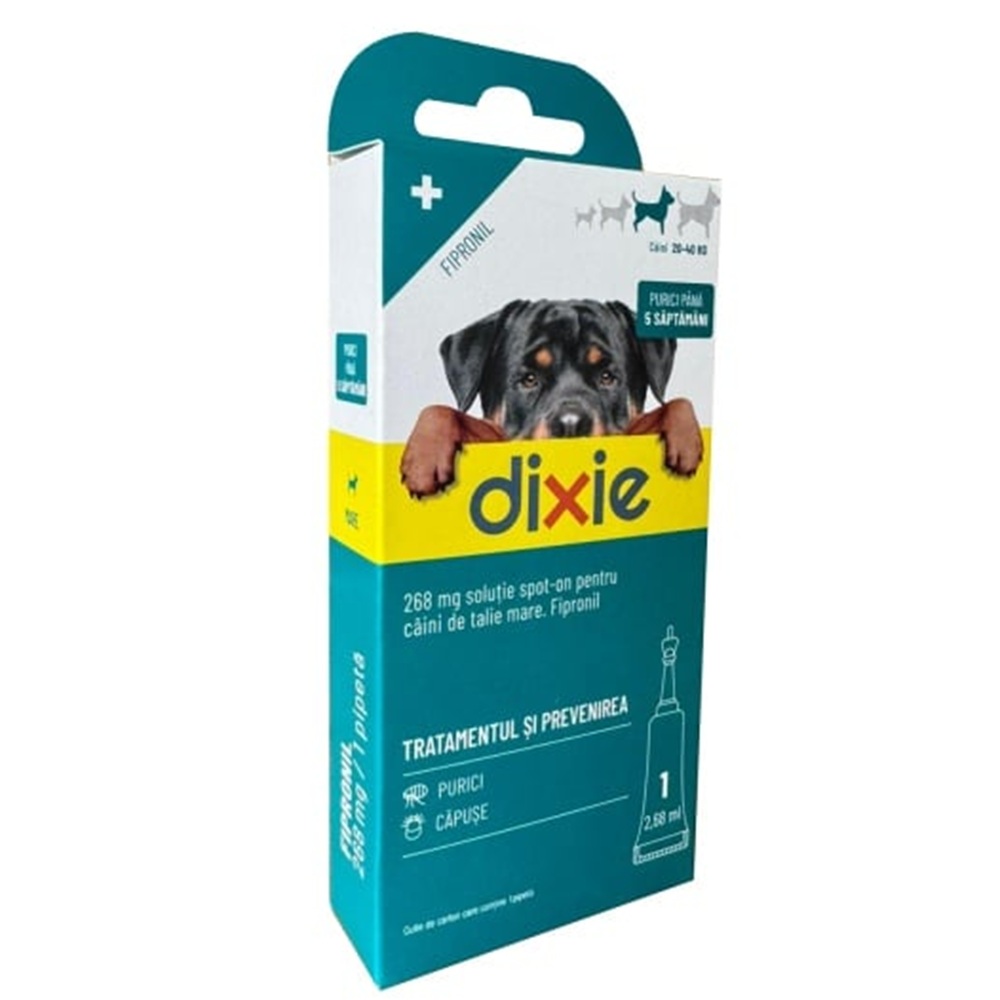 Solutie pentru prevenirea infestarilor cu purici si capuse pentru caini Dixie, marimea L, 2.68 ml x 1 pipeta, Quimunsa