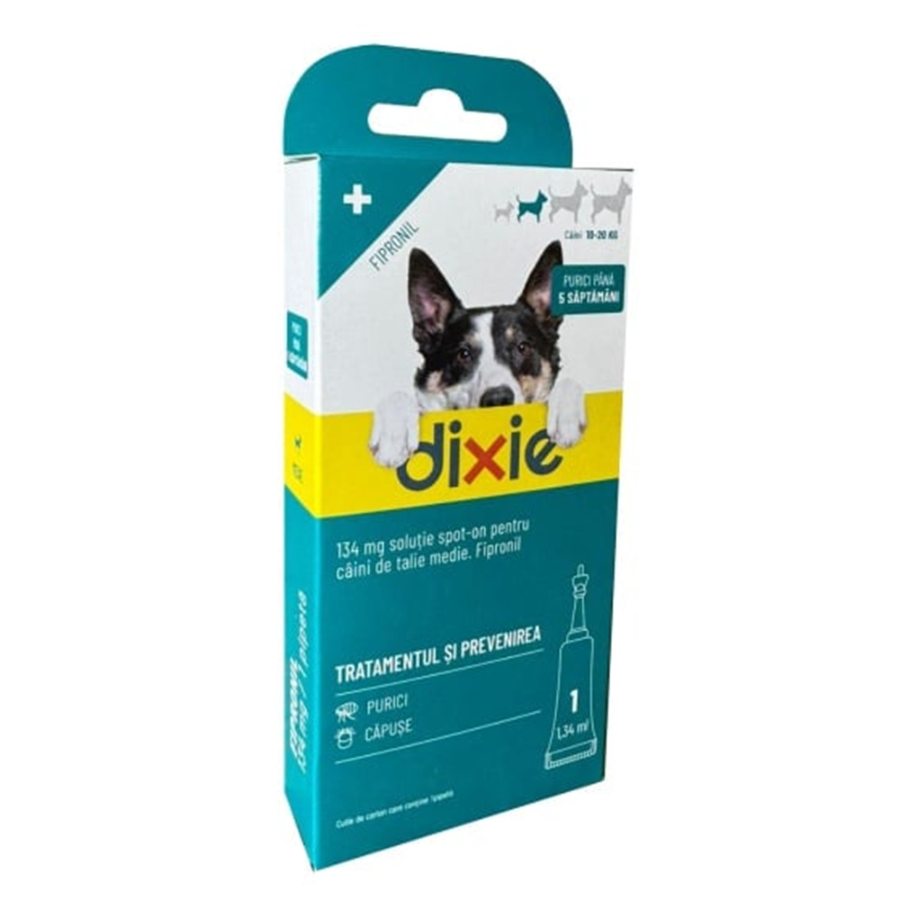 Solutie pentru prevenirea infestarilor cu purici si capuse pentru caini Dixie, marimea M, 1.34 ml x 1 pipeta, Quimunsa