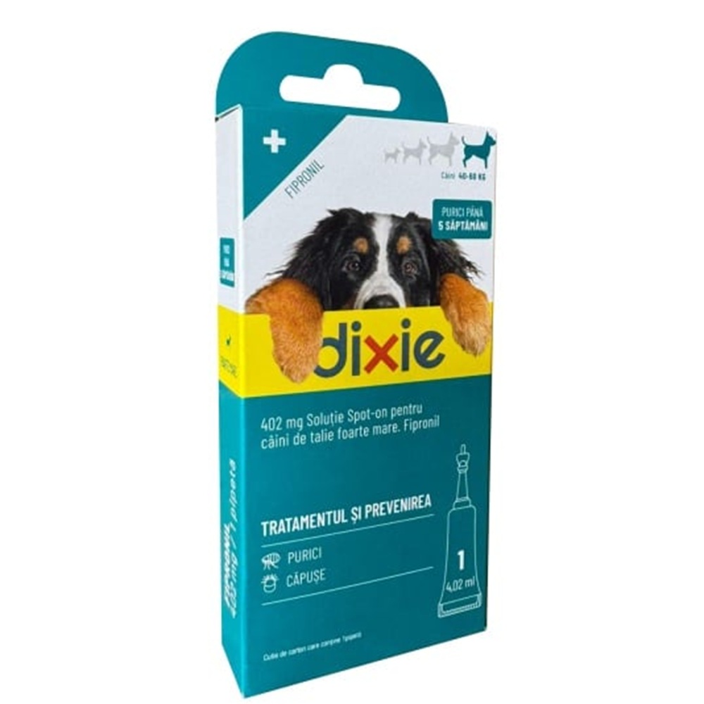 Solutie pentru prevenirea infestarilor cu purici si capuse pentru caini Dixie, marimea XL, 4.02 ml x 1 pipeta, Quimunsa
