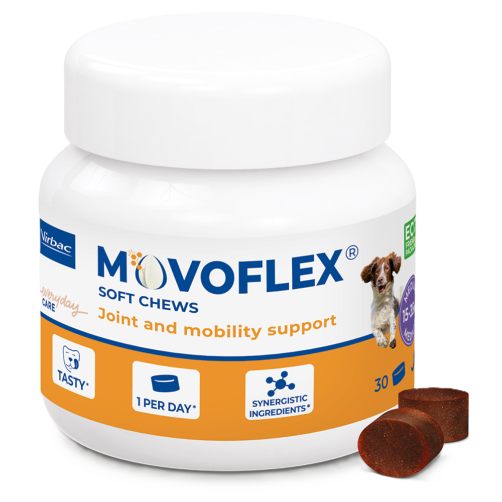 Supliment articulatii pentru caini Movoflex soft chews dog, marimea M, 30 comprimate masticabile, Virbac