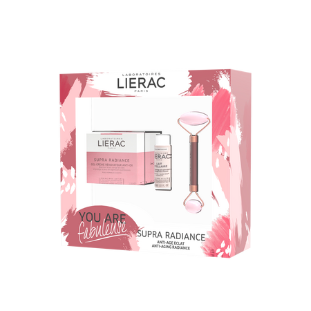 Pachet Gel-crema pentru ten normal-mixt Supra Radiance, 50 ml + Lapte micelar demachiant pentru fata si ochi, 30 ml + Perie masaj facial, Lierac