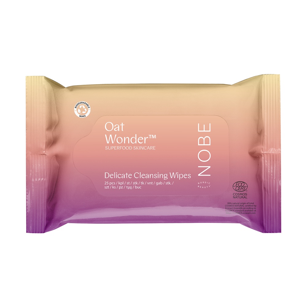 Servetele delicate cu ovaz organic pentru curatare tenului Oat Wonder, 25 bucati, Nobe