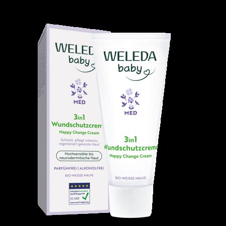 Crema pentru zona scutecului 3 în1 cu nalba alba Baby Derma, 50 ml, Weleda 671543