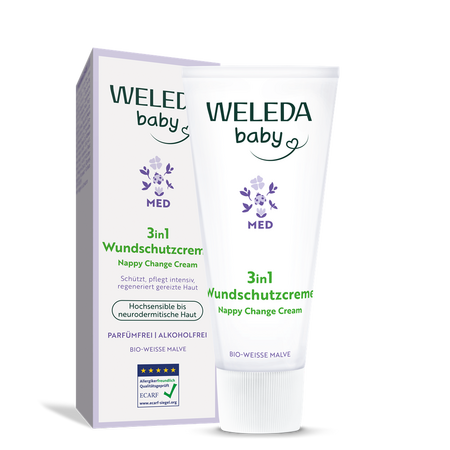 Crema pentru zona scutecului 3 în1 cu nalba alba Baby Derma, 50 ml, Weleda 671543