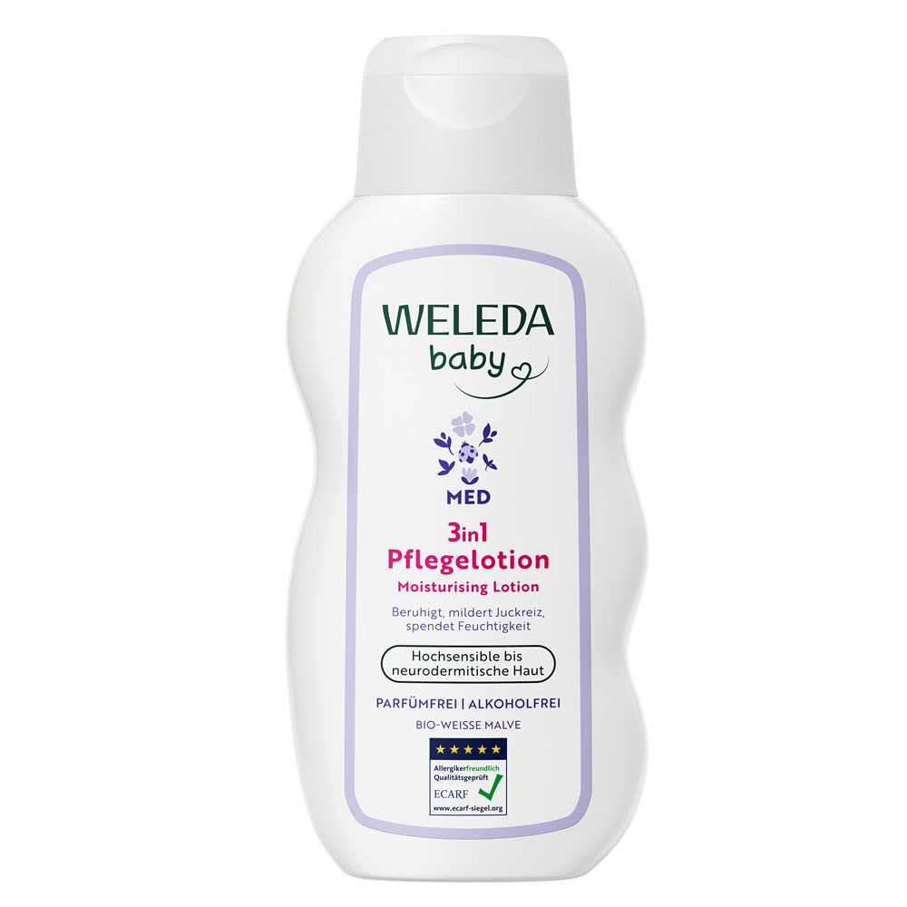 Lotiune hidratanta 3 în1 cu nalba alba Baby Derma, 200 ml, Weleda