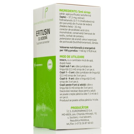 Sirop cu extract de iedera si lactoferina Efitusin, 120 ml, Eurofarmaco 704325