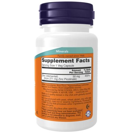 Zinc Picolinat, 50 mg, 60 capsule vegetale, Now Foods 671844