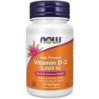 Vitamina D3, 5000 IU, 120 gelule moi, Now Foods