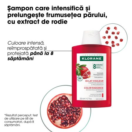 Sampon pentru par vopsit cu extract de rodie, 200 ml, Klorane 672138