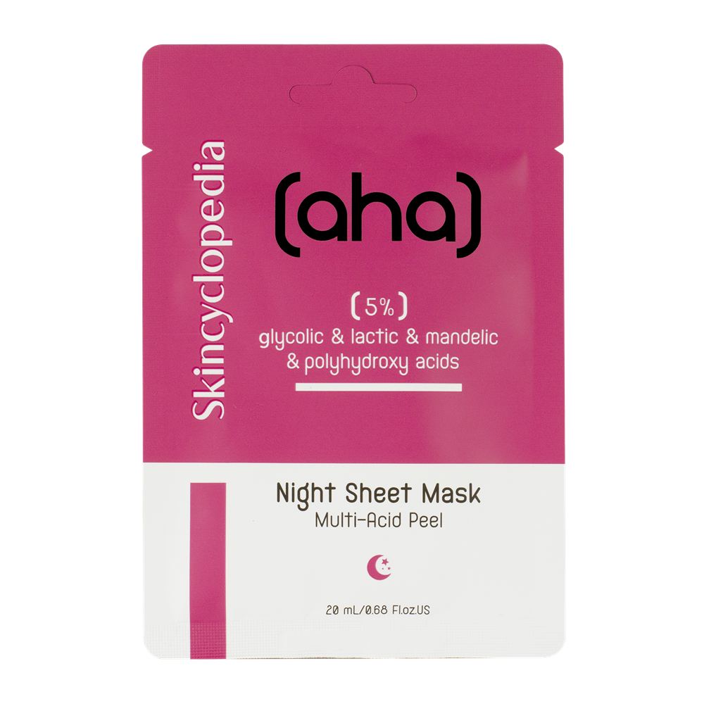 Masca de fata exfolianta tip servetel cu acid glicolic, lactic si mandelic AHA, 20 ml, Skincyclopedia