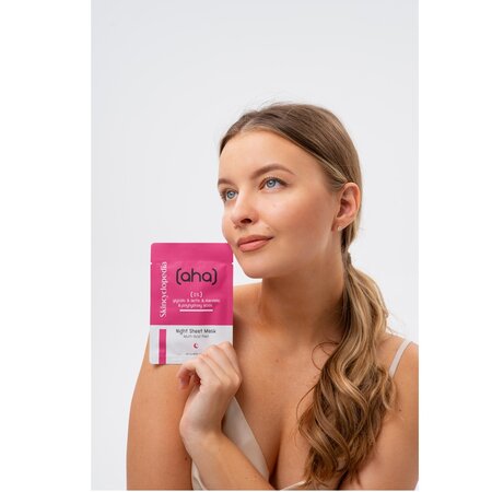Masca de fata exfolianta tip servetel cu acid glicolic, lactic si mandelic AHA, 20 ml, Skincyclopedia 671887