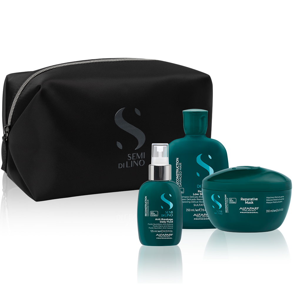 Pachet Reconstruction Reparative Sampon reparator, 250 ml + Masca reparatoare, 200 ml + Fluid reparator, 125 ml SDL Reconstruction, Alfaparf