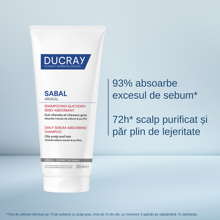 Sampon pentru reglarea sebumului Sabal Argeal, 200 ml, Ducray 671920