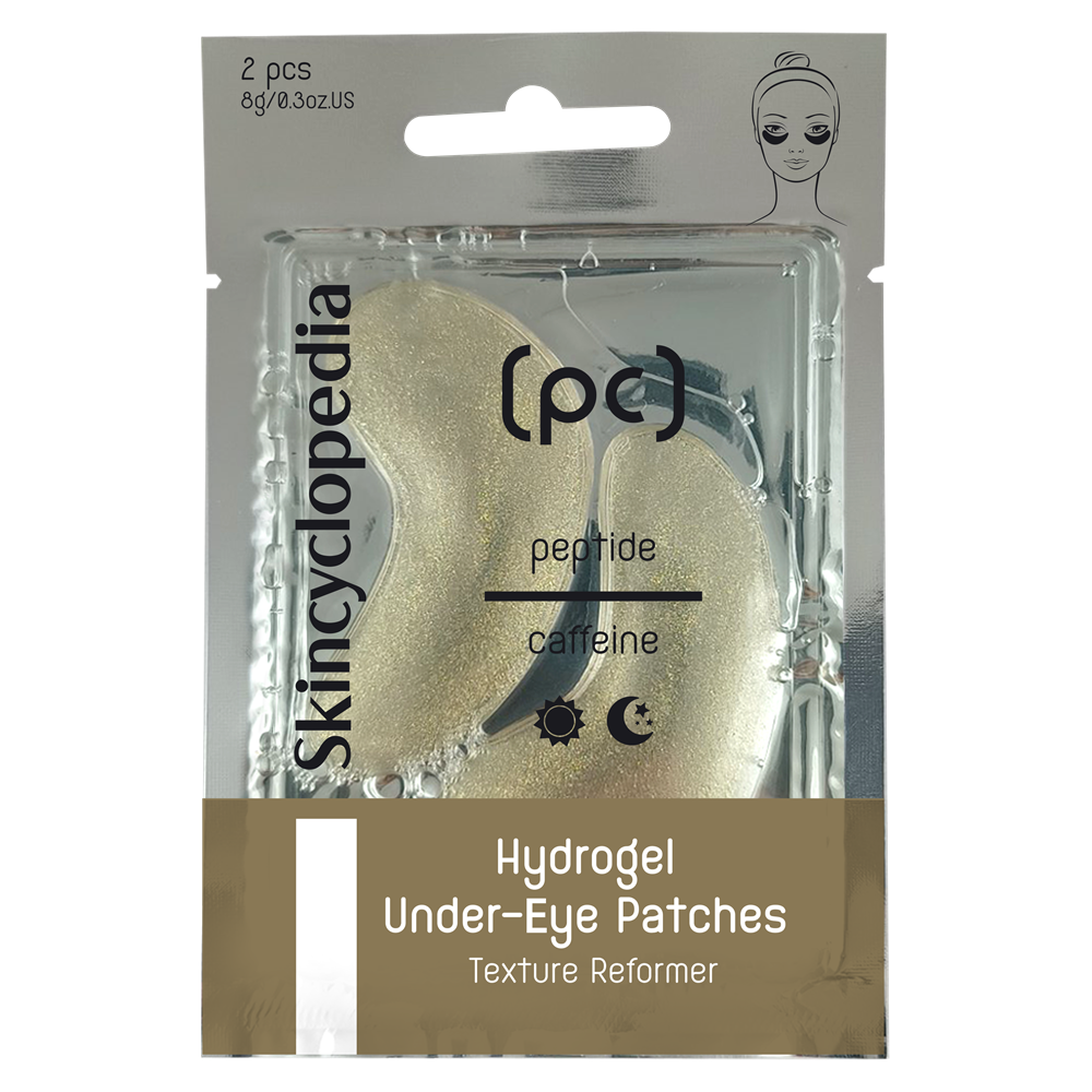 Patchuri pentru ochi cu hidrogel cu peptide, cofeina, acid hialuronic si colagen, 2 bucati, Skincyclopedia