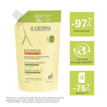 Refill ulei de dus emolient Exomega Control, 500 ml, A-Derma 671948