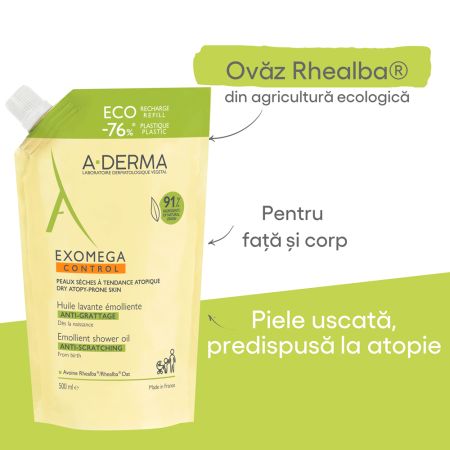 Refill ulei de dus emolient Exomega Control, 500 ml, A-Derma 671947