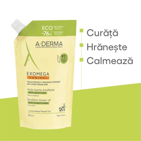 Refill ulei de dus emolient Exomega Control, 500 ml, A-Derma 671949
