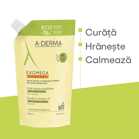 Refill ulei de dus emolient Exomega Control, 500 ml, A-Derma 671949