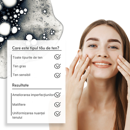 Ser facial exfoliant cu carbune si complex 5% AHA + PHA, 30 ml, Skincyclopedia 672219