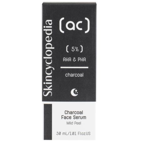 Ser facial exfoliant cu carbune si complex 5% AHA + PHA, 30 ml, Skincyclopedia