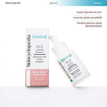 Ser facial hidratant cu acid hialuronic, ectoina si squalene Biotics, 30 ml, Skincyclopedia 698951