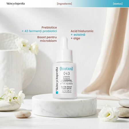 Ser facial hidratant cu acid hialuronic, ectoina si squalene Biotics, 30 ml, Skincyclopedia 698948